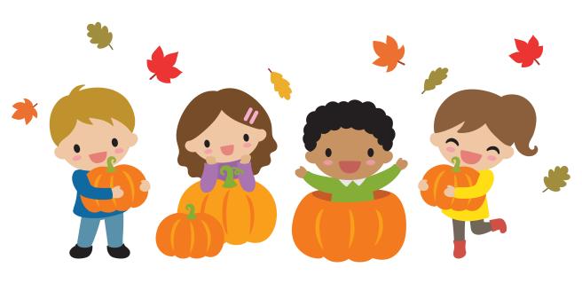 children in pumpkins