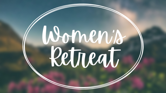 Women's retreat text over a field of flowers